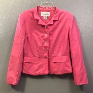 Chadwicks jacket Women's 14 pink button front Shoulder pads Vintage jacket EUC